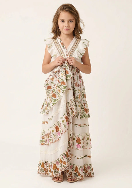 Girls' Cotton long dress V-Neck - Jelisha