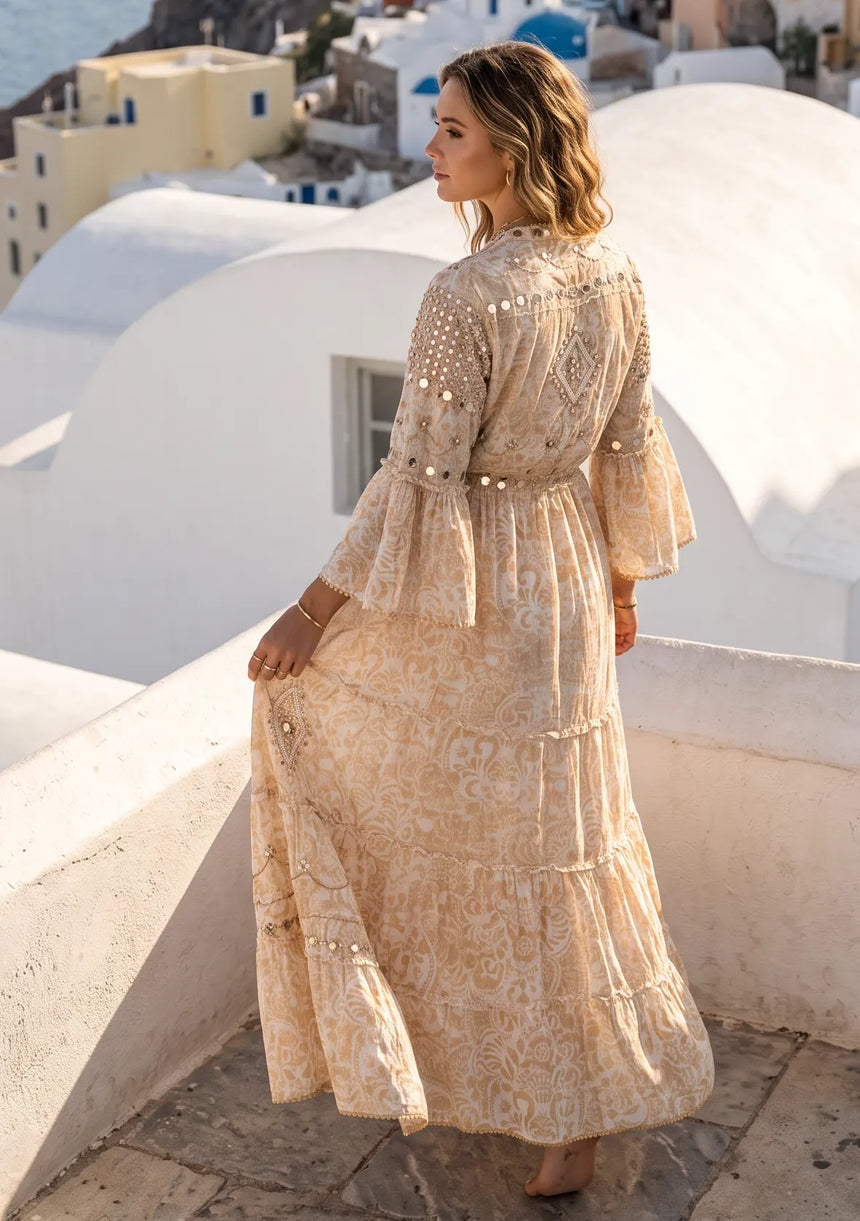 ibBan Hand-Embroidered Cotton Viscose Maxi Dress - Samaya