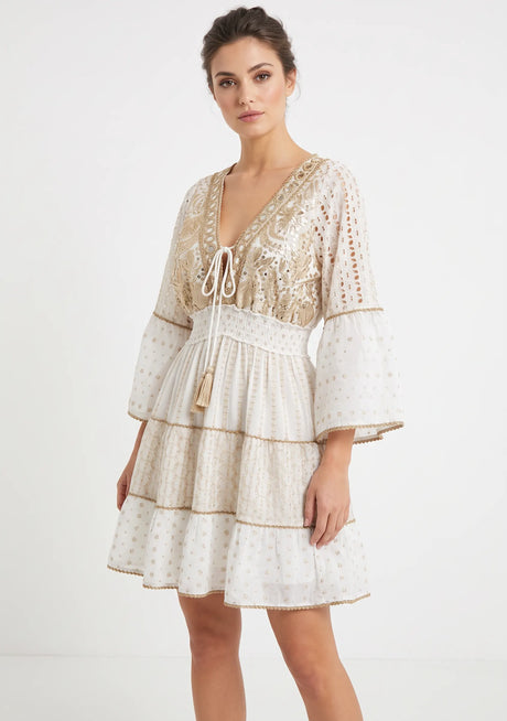 Robe courte femme ibBan Basima | Dentelle à paillettes | Occasion spéciale | Taille unique