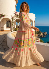 Women's Hand Embroidery Cotton Long Tunic Dress with Embroidery | ibBan - Orla