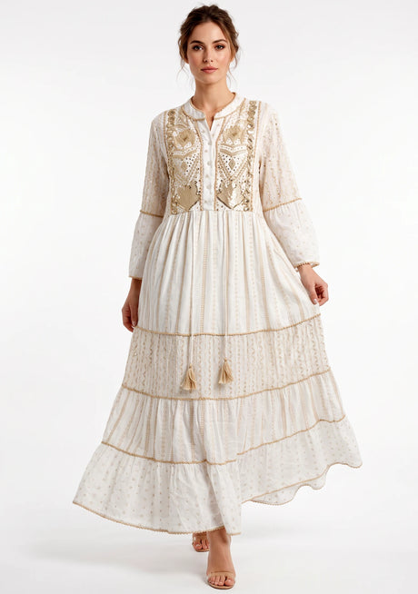 Tunique longue femme ibBan Basima | Paillettes sur toute la longueur | Occasion spéciale | Taille unique