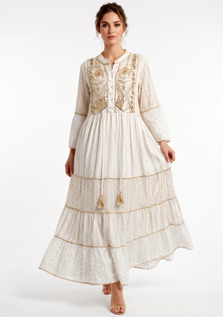 Tunique longue femme ibBan Basima | Paillettes sur toute la longueur | Occasion spéciale | Taille unique