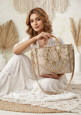 ibBan Hand Embroidered Tote Bag | Premium Cotton Canvas Designer - Vidha