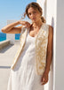 ibBan Hand Embroidered Summer Vest | Women's Cotton Canvas Designer Vest - Perla