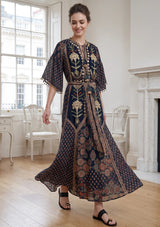 ibBan Women’s Printed Cotton  Long Dress One Size -Shyana