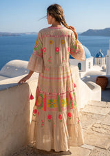 Women's Hand Embroidery Cotton Long Tunic Dress with Embroidery | ibBan - Orla