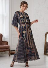 ibBan Women’s Printed Cotton  Long Dress One Size -Shyana