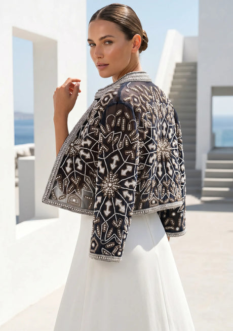 ibBan Hand Embroidered Women's Jacket | Luxury Beaded Designer Jacket - Beyza