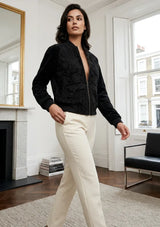 ibBan Hand Embroidered Leather Sleeve Winter Jacket | Premium Designer Outerwear - Dolly