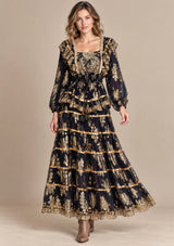 ibBan Cotton Lurex Tiered Long Dress - Chari