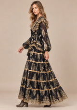ibBan Cotton Lurex Tiered Long Dress - Chari
