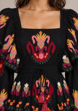 ibBan Printed Cotton Long Dress with Ruffle - Sona