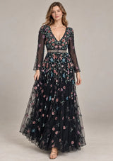 ibBan Women’s  Long Dress with Hand Embroidery - Aabish