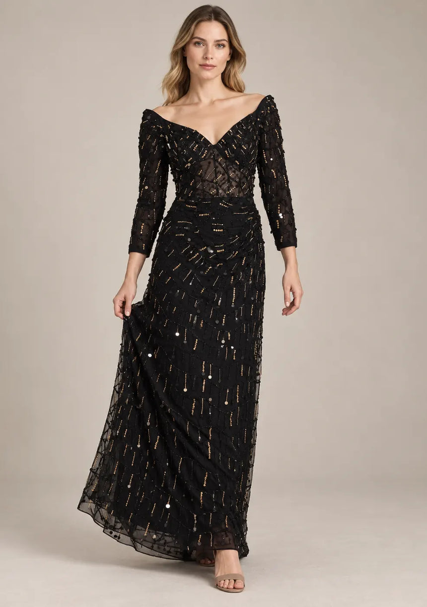 ibBan Women’s Party Long Dress with Hand Embroidery -Sobia