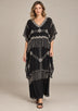 ibBan Black Georgette Kaftan Set with Hand Embroidery -Karla