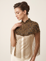 ibBan Beaded Net Neck Cape with Fringe - Linda