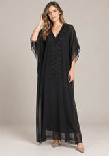 ibBan Women’s Hand Embroidered Georgette Kaftan Dress -Tanzeen