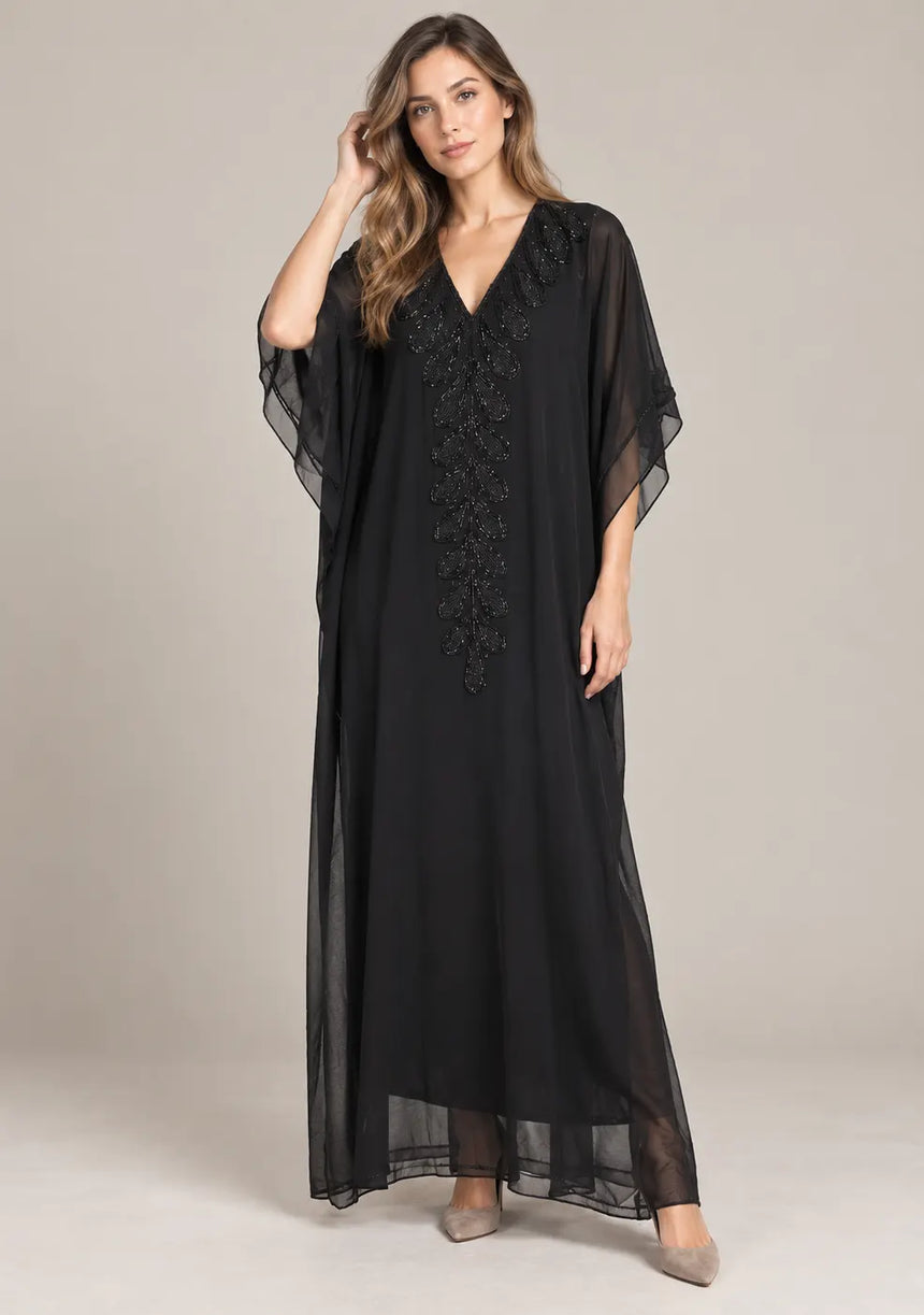 ibBan Women’s Hand Embroidered Georgette Kaftan Dress -Tanzeen