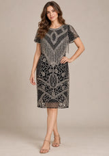 ibBan Party Midi Dress with Hand Beadwork & Fringe - Darya