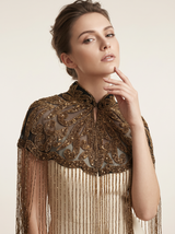 ibBan Beaded Net Neck Cape with Fringe - Linda