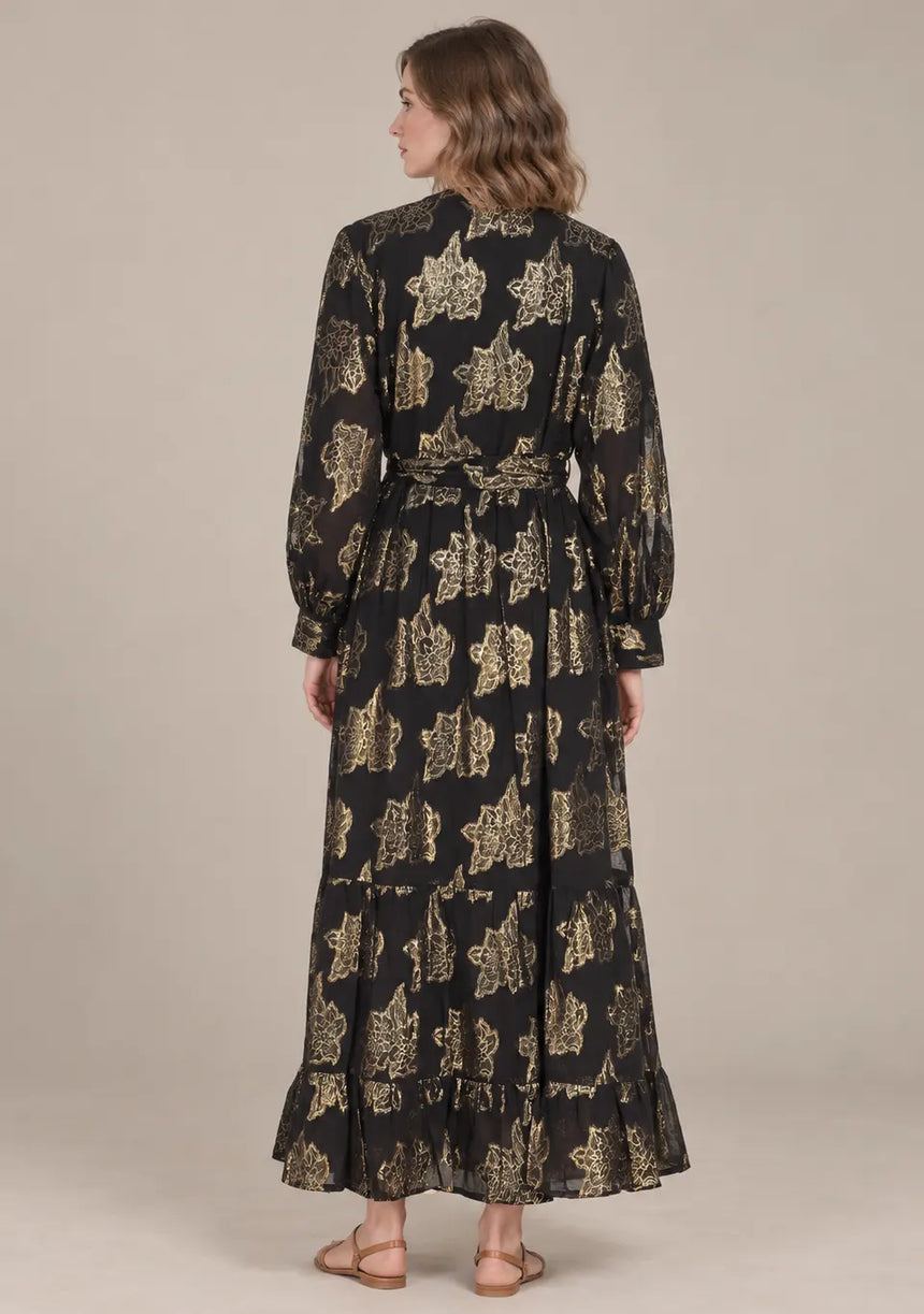 ibBan Embellished Lurex Long Dress with Metallic - Varsha