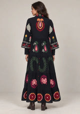 ibBan Embroidered Cotton Tiered Shirt Collor Tunic  - Ambir