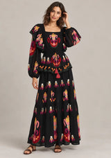 ibBan Printed Cotton Long Dress with Ruffle - Sona