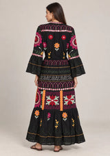 ibBan Embroidered Cotton Long Tunic with Tassel Tie - Hami