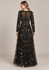 ibBan Women’s Party Long Dress with Hand Embroidery -Qamira
