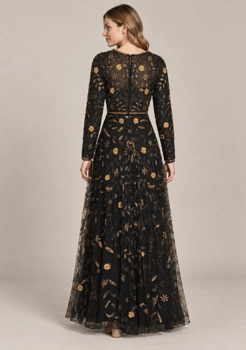 ibBan Women’s Party Long Dress with Hand Embroidery -Qamira