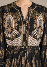 ibBan Embellished Lurex Long Dress with Metallic - Varsha