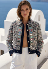 Women's Artisan Heavy Hand Embroidery Canvas Jacket - Corina