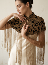 ibBan Beaded Net Neck Cape with Fringe - Linda