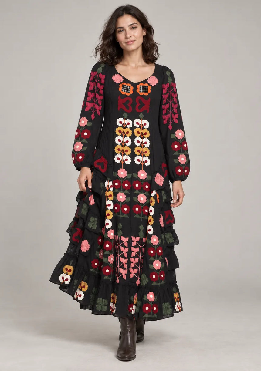 ibBan Printed Cotton Maxi Dress with Ruffle Details - Zara