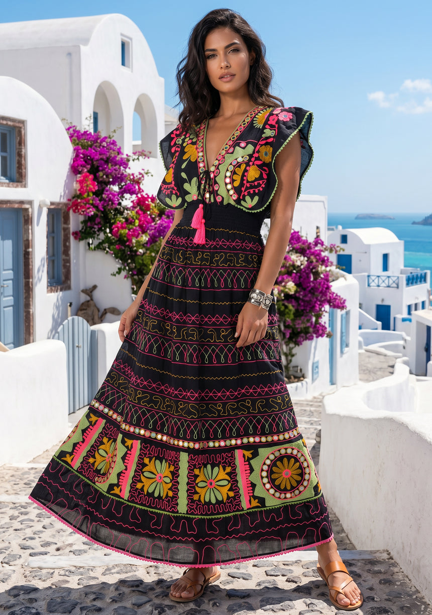 ibBan Hand Embroidered Long Dress | Luxury Bohemian Long Dress - Orla