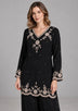 ibBan Black Georgette Kurta Palazzo Set with Hand Embroidery - Jaslyn