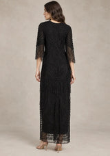 ibBan Women’s Long Dress with Hand Beadwork & Fringe Sleeves -  Esmi