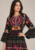 ibBan Embroidered Cotton Long Tunic with Tassel Tie - Hami