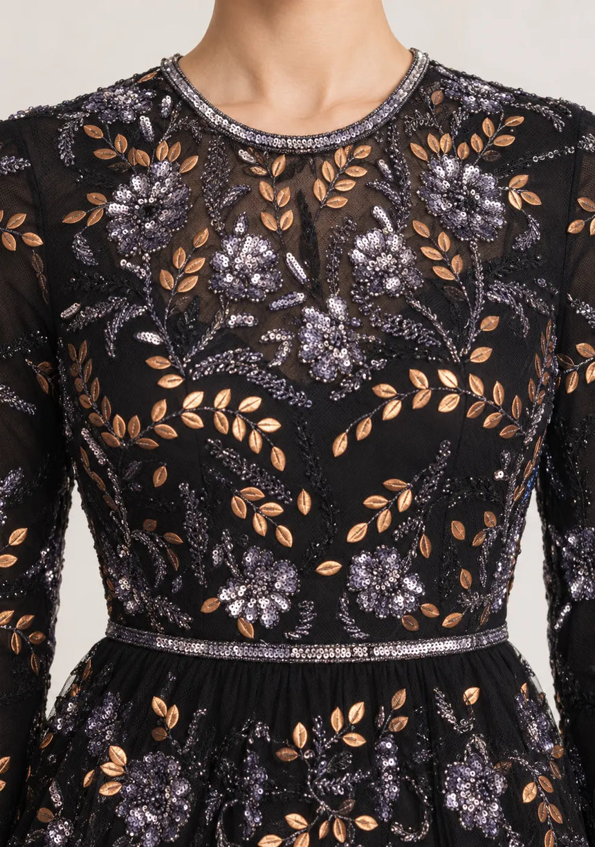Women’s Party Dress with Hand Embroidery - Naegiza