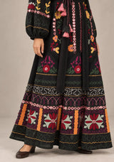 ibBanEmbroidered Cotton Maxi Dress with Tassel Tie - Hami