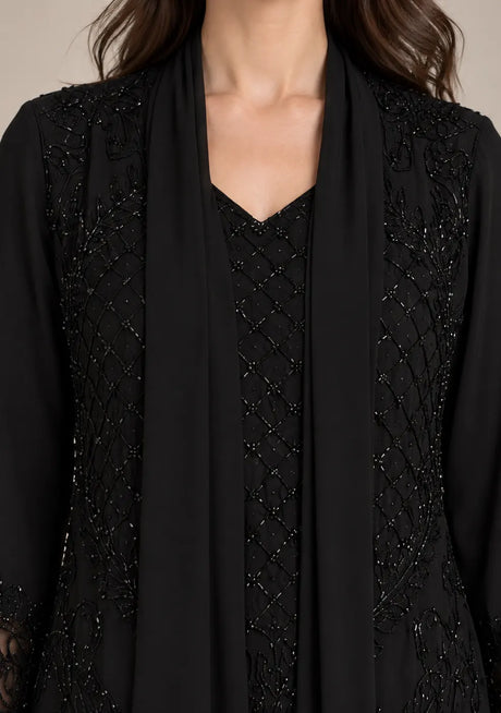 ibBan Women’s Georgette Jacket-Style Kurta Set with  Embroidery -Senta
