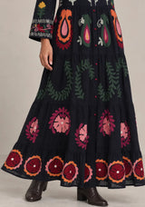 ibBan Embroidered Cotton Tiered Shirt Collor Tunic  - Ambir