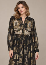 ibBan Embellished Lurex Long Dress with Metallic - Varsha