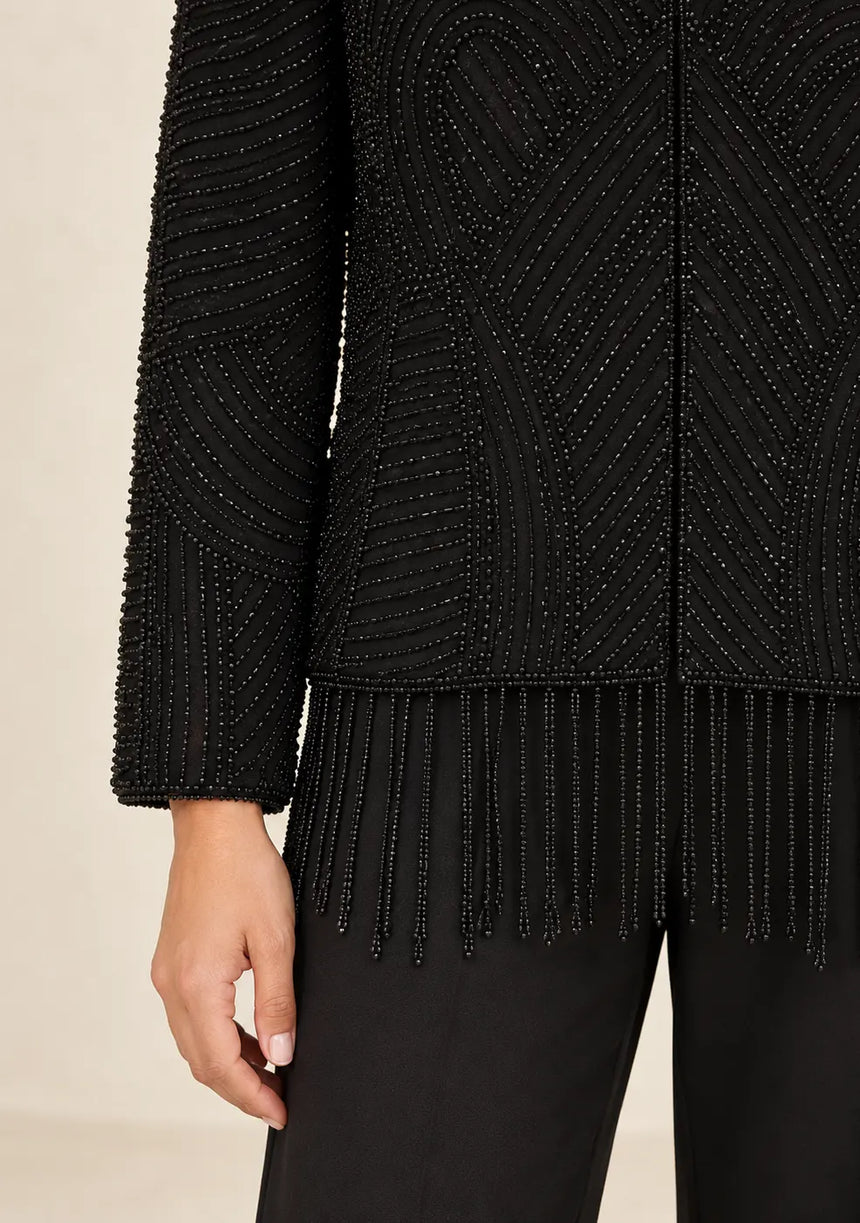 ibabn Women’s Hand Beaded Fringe Jacket - Amaya