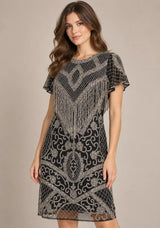 ibBan Party Midi Dress with Hand Beadwork & Fringe - Darya