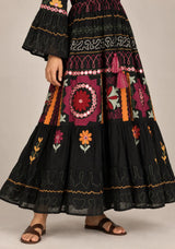 ibBan Embroidered Cotton Long Tunic with Tassel Tie - Hami