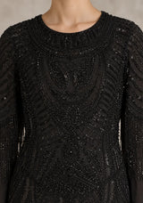ibBan Women’s Long Dress with Hand Beadwork & Fringe Sleeves -  Esmi
