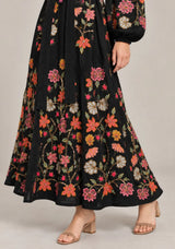 ibBan Floral Embroidered Maxi Dress with Tassel - Ravila
