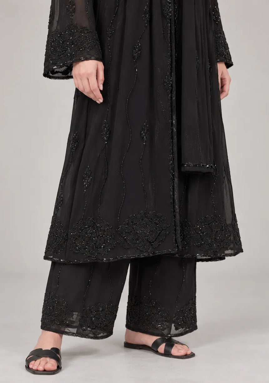 ibBan Women’s Hand Embroidered Georgette Ethnic Dress -Ariya