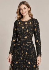 ibBan Women’s Party Long Dress with Hand Embroidery -Qamira